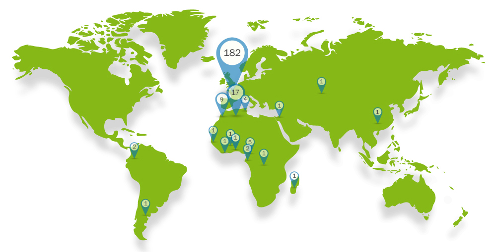 Nombre d'apprenants du MS GEDE par pays au cours des 10 dernières années